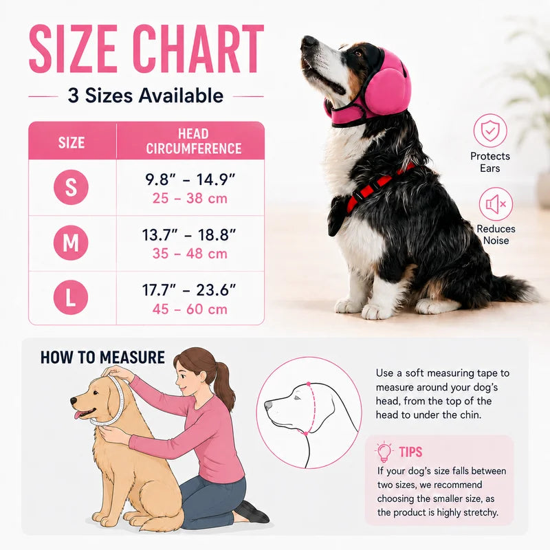 CalmPaws Noise-Reducing Dog Ear Muffs – Soft Sound Insulation Head Cover | Waterproof Anxiety Relief & Grooming Comfort