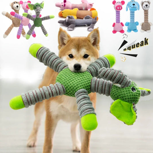 ToughTails Plush Squeaky Dog Toy – Durable Animal Chew Toy | Bite-Resistant Dental Training | Interactive Plush Toy for Large Dogs