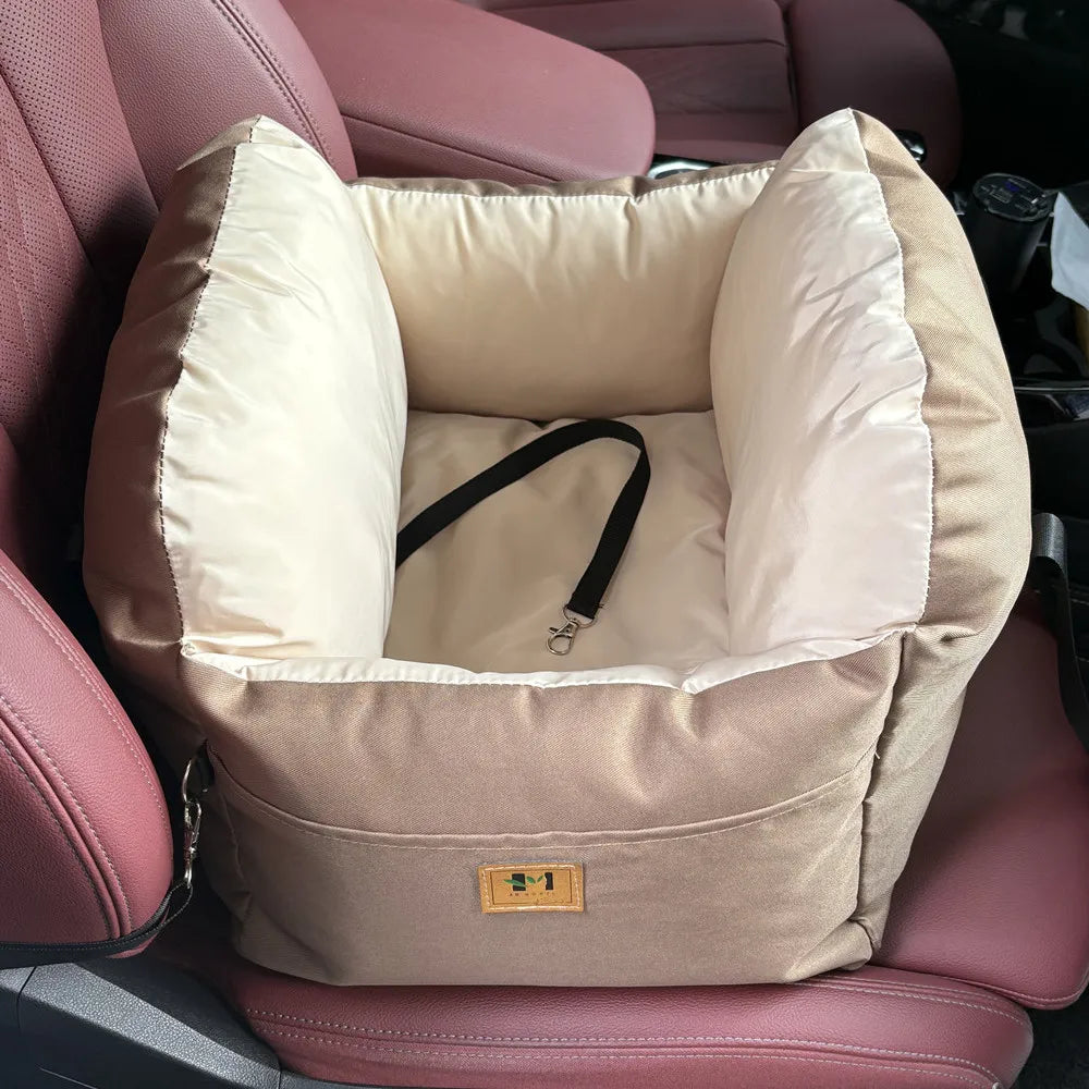 TravelNest Secure Pet Car Seat – Washable Dog Booster Seat | Safety Belt Travel Bed | Comfortable Car Sofa for Small Dogs & Cats