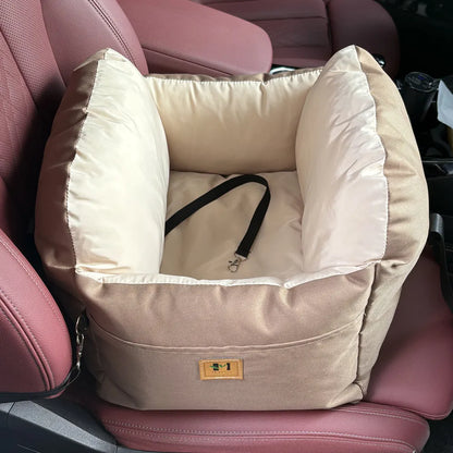 TravelNest Secure Pet Car Seat – Washable Dog Booster Seat | Safety Belt Travel Bed | Comfortable Car Sofa for Small Dogs & Cats