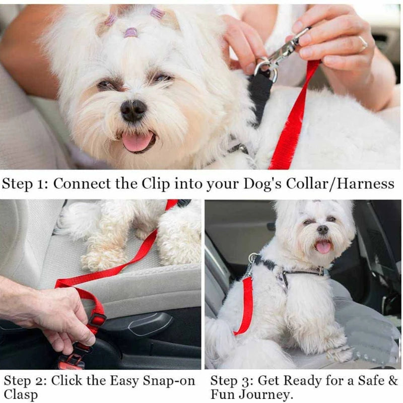 DriveGuard Adjustable Pet Car Safety Seat Belt – Secure Travel Harness Lead for Dogs & Cats