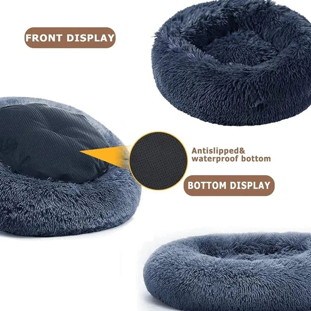 CloudNest Calming Dog Bed – Ultra-Soft Plush Pet Bed | Warm Washable Round Dog Sofa | Non-Slip Comfort Bed for Dogs & Cats