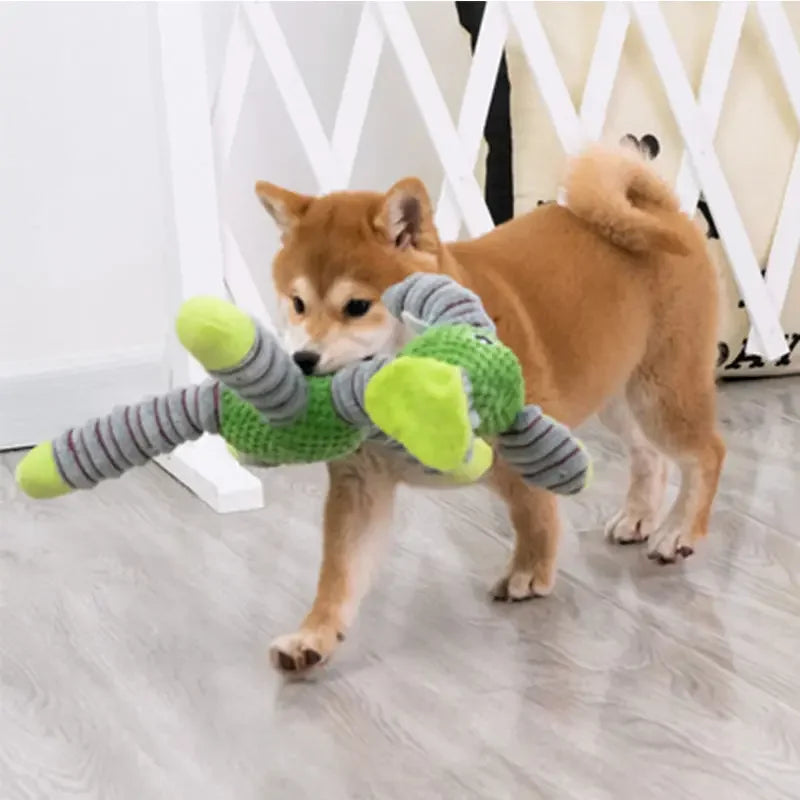 ToughTails Plush Squeaky Dog Toy – Durable Animal Chew Toy | Bite-Resistant Dental Training | Interactive Plush Toy for Large Dogs