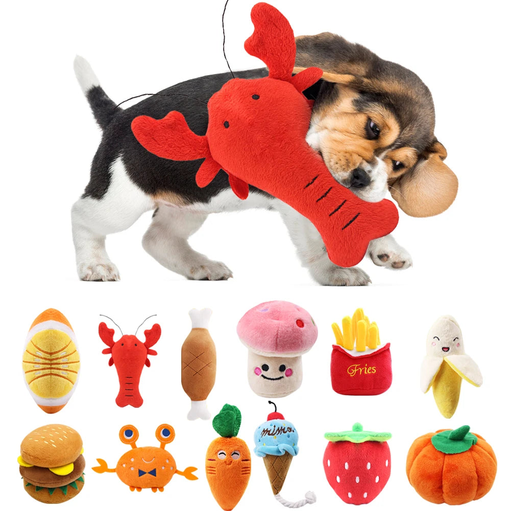 PlayPals Plush Squeaky Toy – Cute Fruit & Animal Dog Toy | Interactive Chew Toy | Soft Plush Squeaker for Dogs & Cats