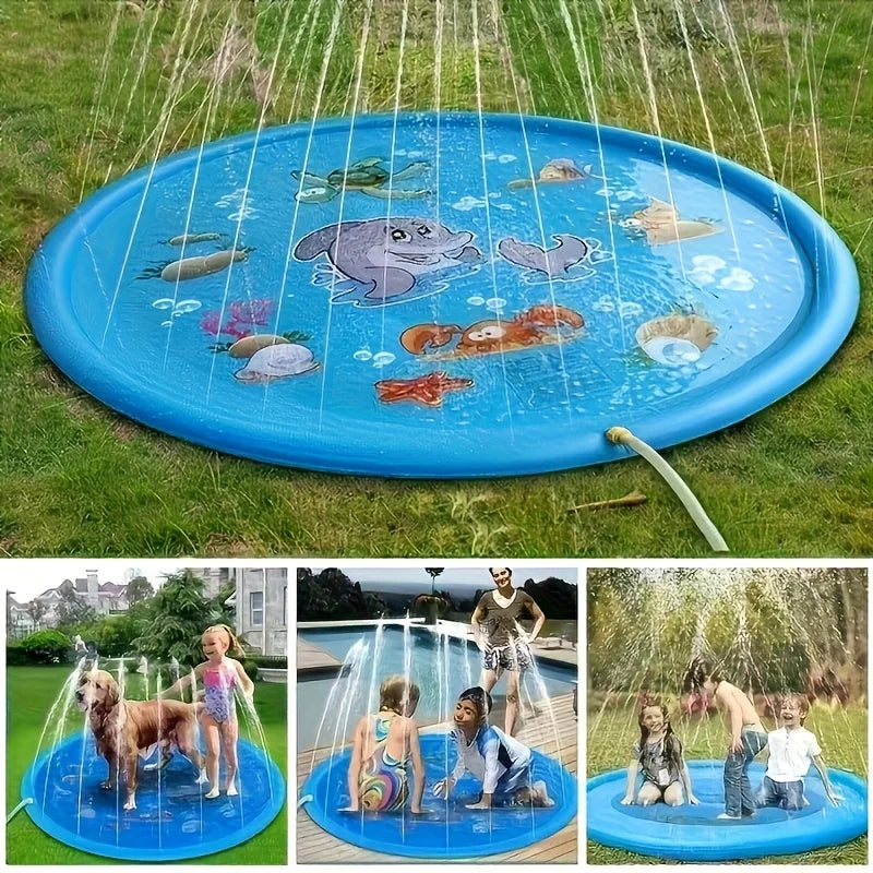 SplashCool Pet Bath Pool – Heavy-Duty Dog Splash Pad | Water Spray Cooling Basin | Non-Slip Outdoor Summer Play Pool