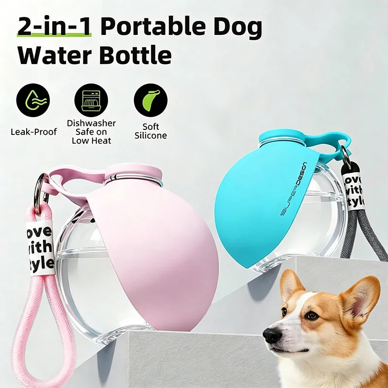 HydraPaw Travel Bottle – 2-in-1 Portable Water Bottle & Foldable Feeding Bowl for Dogs