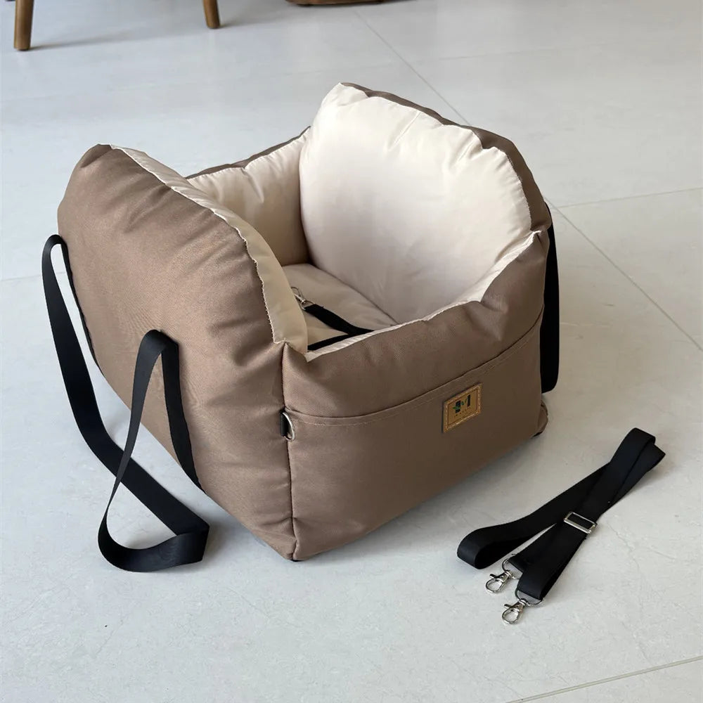 TravelNest Secure Pet Car Seat – Washable Dog Booster Seat | Safety Belt Travel Bed | Comfortable Car Sofa for Small Dogs & Cats