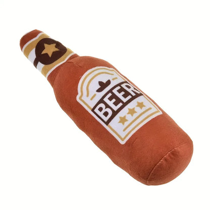 BarkBrew Squeaky Beer Bottle Toy – Plush Dog Chew Toy | Interactive Squeaker | Durable Bite-Resistant Play Toy