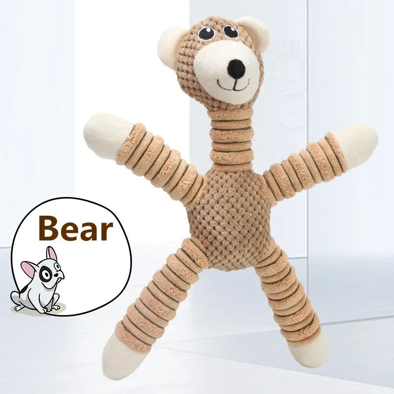 ToughTails Plush Squeaky Dog Toy – Durable Animal Chew Toy | Bite-Resistant Dental Training | Interactive Plush Toy for Large Dogs