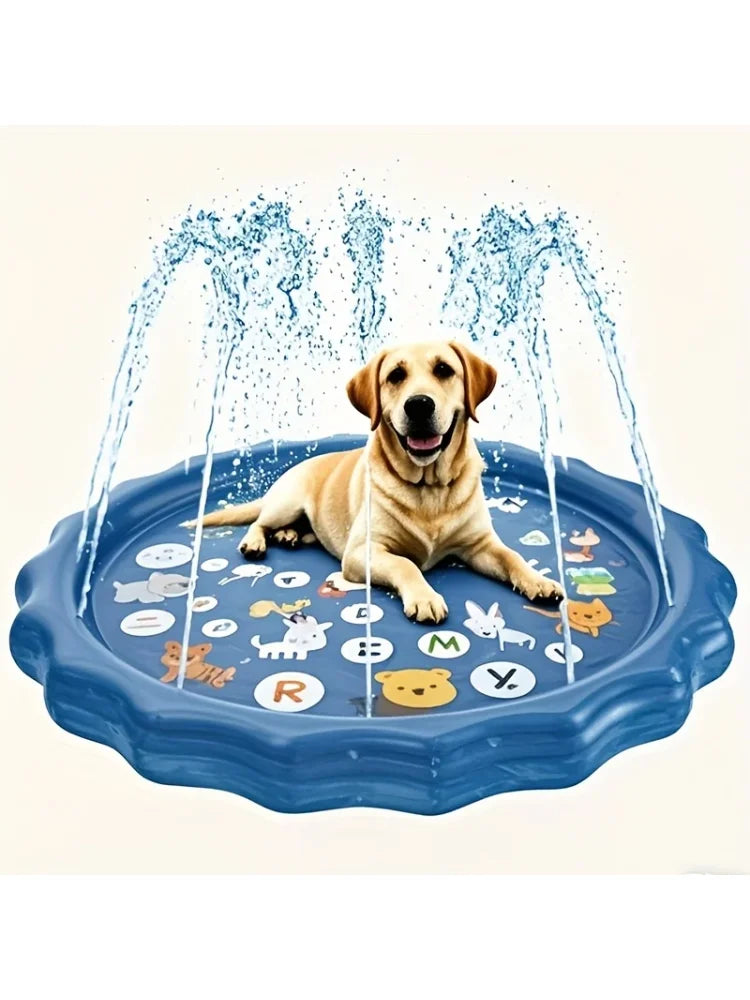 SplashCool Pet Bath Pool – Heavy-Duty Dog Splash Pad | Water Spray Cooling Basin | Non-Slip Outdoor Summer Play Pool