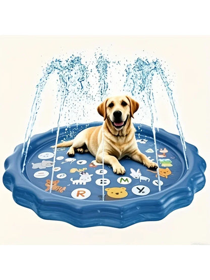 SplashCool Pet Bath Pool – Heavy-Duty Dog Splash Pad | Water Spray Cooling Basin | Non-Slip Outdoor Summer Play Pool