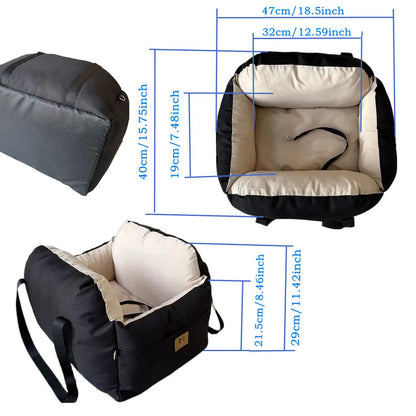 TravelNest Secure Pet Car Seat – Washable Dog Booster Seat | Safety Belt Travel Bed | Comfortable Car Sofa for Small Dogs & Cats