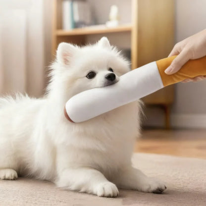 PuffPaws Squeaky Cigar Toy – Plush Dog Chew Toy | Durable Bite-Resistant Squeaker | Interactive Novelty Dog Toy