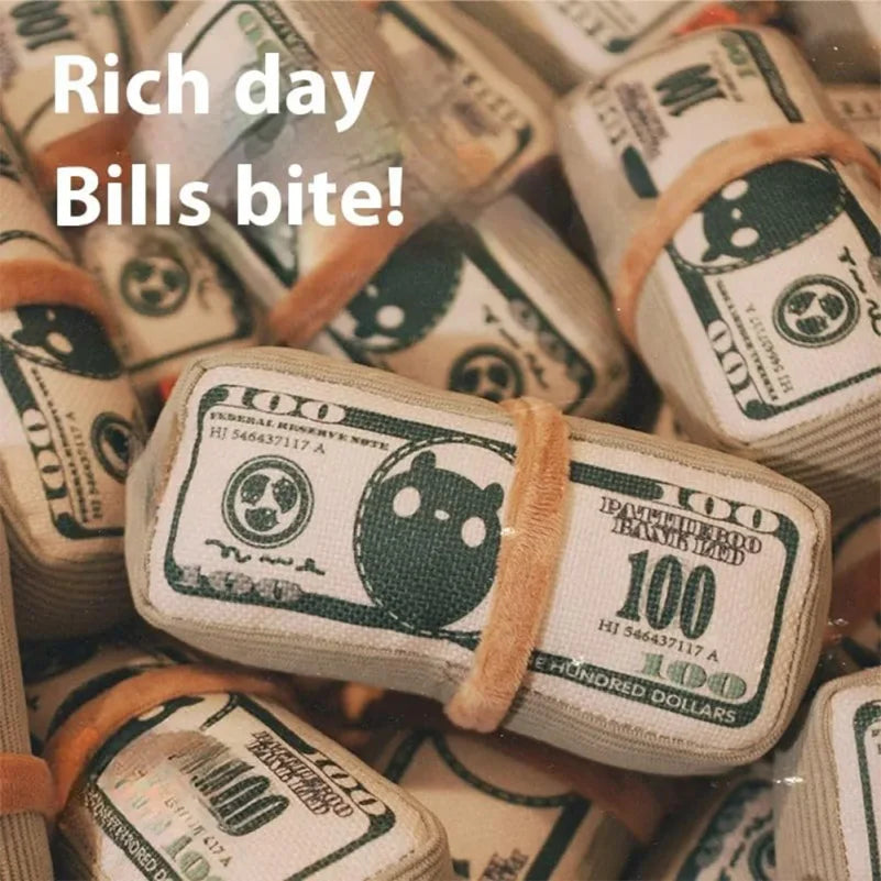 CashChomp Squeaky Money Toy – Durable Dog Chew Toy | Bite-Resistant Plush Squeaker | Interactive Training Toy for Dogs & Cats