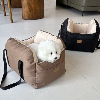 TravelNest Secure Pet Car Seat – Washable Dog Booster Seat | Safety Belt Travel Bed | Comfortable Car Sofa for Small Dogs & Cats