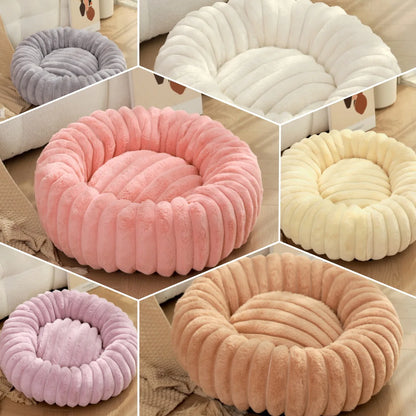 FurCloud Calming Pet Bed – Luxury Faux Fur Round Dog Bed | Warm Washable Sofa Bed | Cosy All-Season Bed for Dogs & Cats