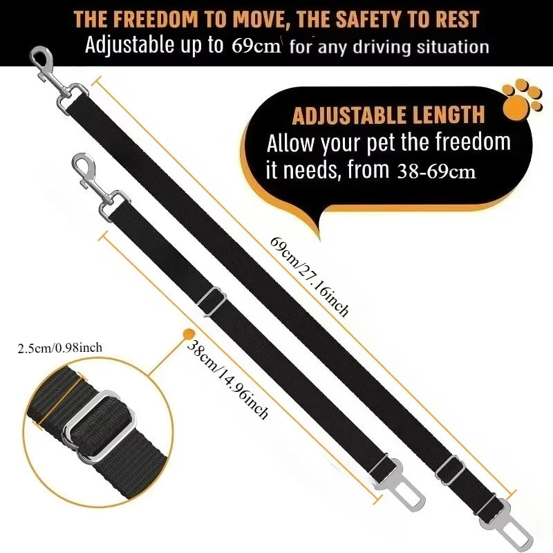 DriveGuard Adjustable Pet Car Safety Seat Belt – Secure Travel Harness Lead for Dogs & Cats