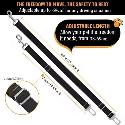 DriveGuard Adjustable Pet Car Safety Seat Belt – Secure Travel Harness Lead for Dogs & Cats