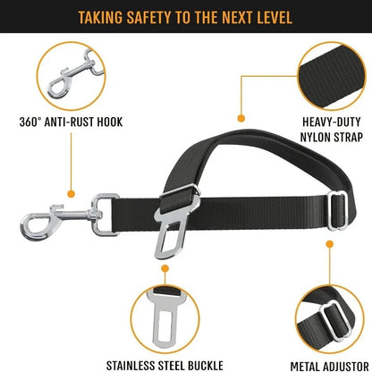 DriveGuard Adjustable Pet Car Safety Seat Belt – Secure Travel Harness Lead for Dogs & Cats