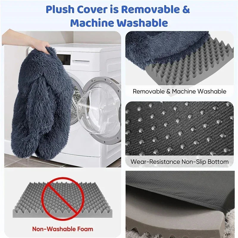 SnuggleHaven Plush Dog Bed – Washable Rectangular Pet Mattress | Soft Corduroy Winter Bed | Cosy Dog & Cat Cushion for All Breeds