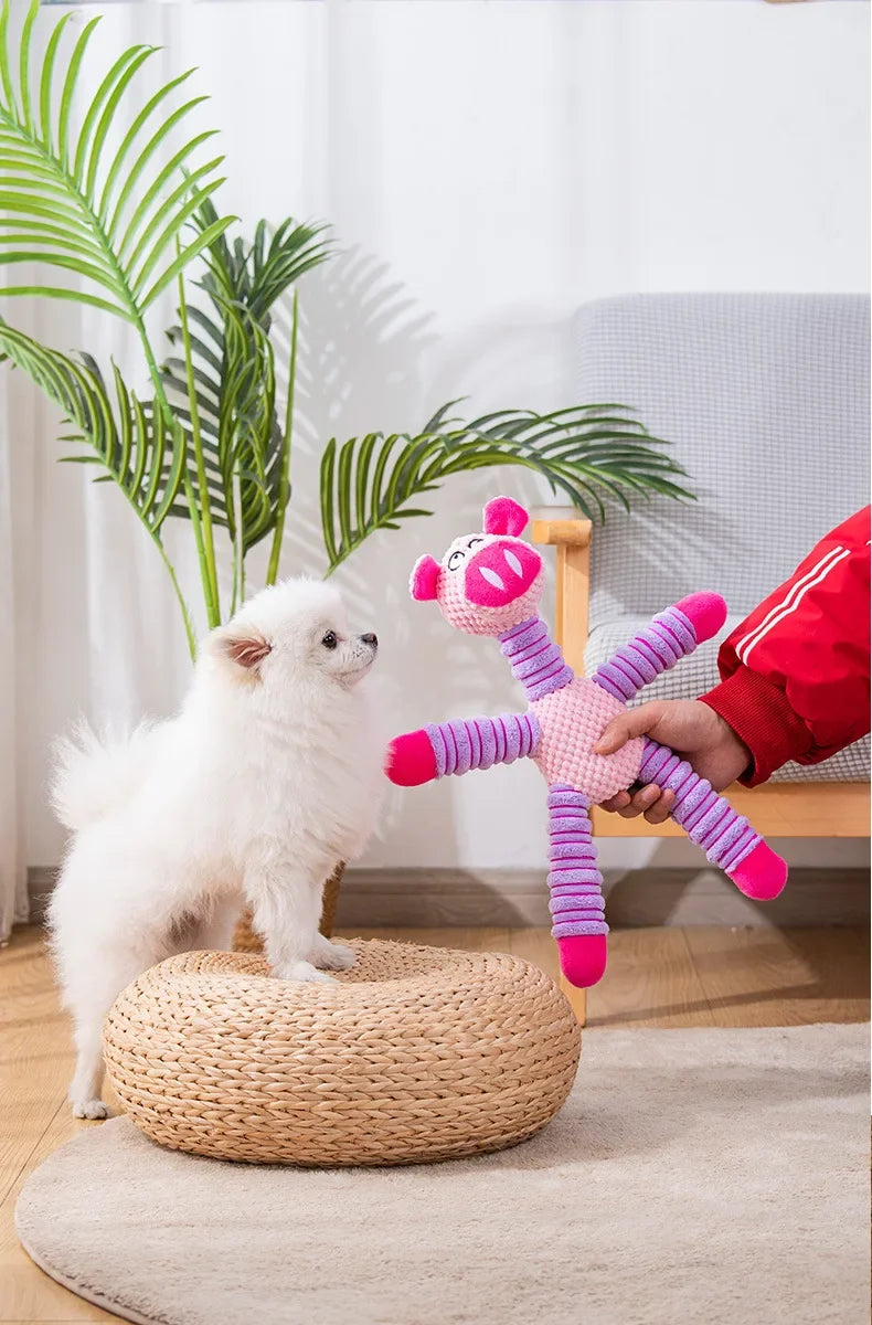 ToughTails Plush Squeaky Dog Toy – Durable Animal Chew Toy | Bite-Resistant Dental Training | Interactive Plush Toy for Large Dogs