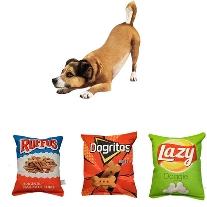CrunchPaws Crisps Plush Dog Toy – Squeaky Chew Toy | Fun Snack-Inspired Plush | Interactive Dental Play Toy