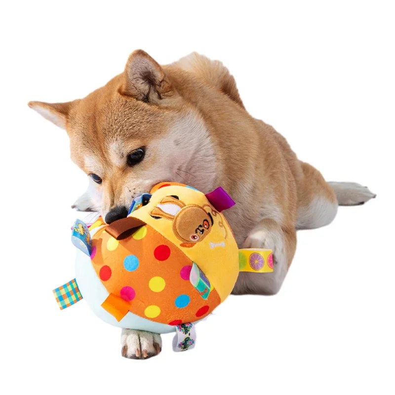TugBounce Interactive Ball Toy – Plush Dog Tug Ball | Bite-Resistant Training Toy | Squeaky & Bell Enrichment for Active Dogs