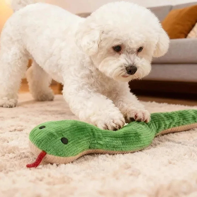 SlitherSnug Plush Snake Toy – Interactive Dog &amp; Cat Toy | Soft Fleece Chew & Kick Toy | Indoor Pet Enrichment