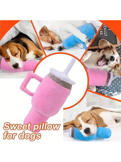 Sip & Squeak Plush Cup Toy – Interactive Dog Chew Toy | Soft Squeaky Teething Toy | Bite-Resistant Plush Toy for Puppies & Dogs