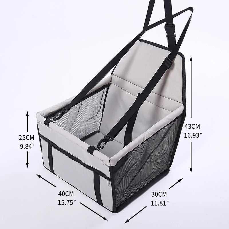 RoadPaws Travel Carrier – Foldable Dog Car Seat & Pet Carrier | Breathable Oxford Travel Bag | Secure Car Hammock for Small Dogs & Cats