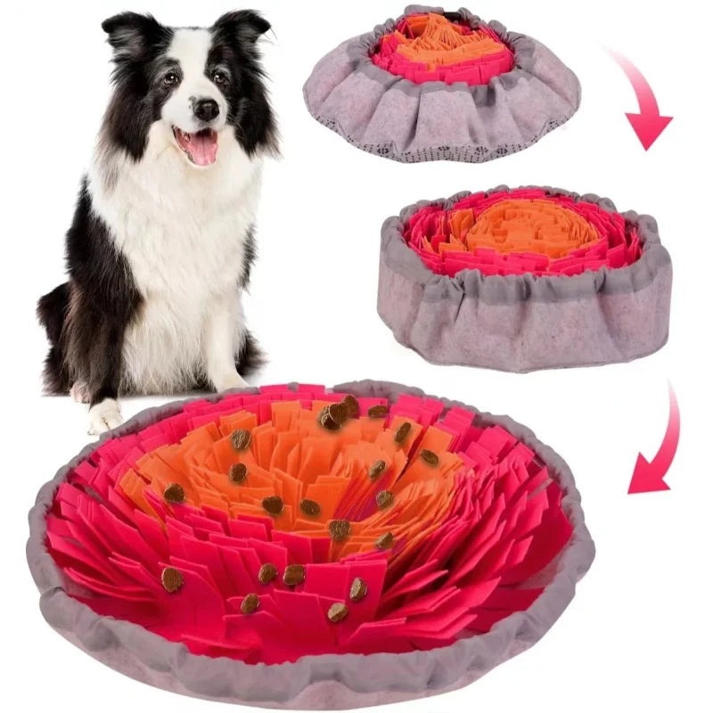 SniffNest Foraging Mat – Washable Felt Snuffle Mat | Interactive Slow Feeder | Dog Enrichment & Training Toy