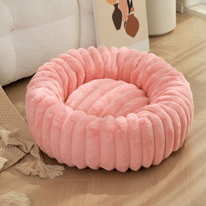 FurCloud Calming Pet Bed – Luxury Faux Fur Round Dog Bed | Warm Washable Sofa Bed | Cosy All-Season Bed for Dogs & Cats