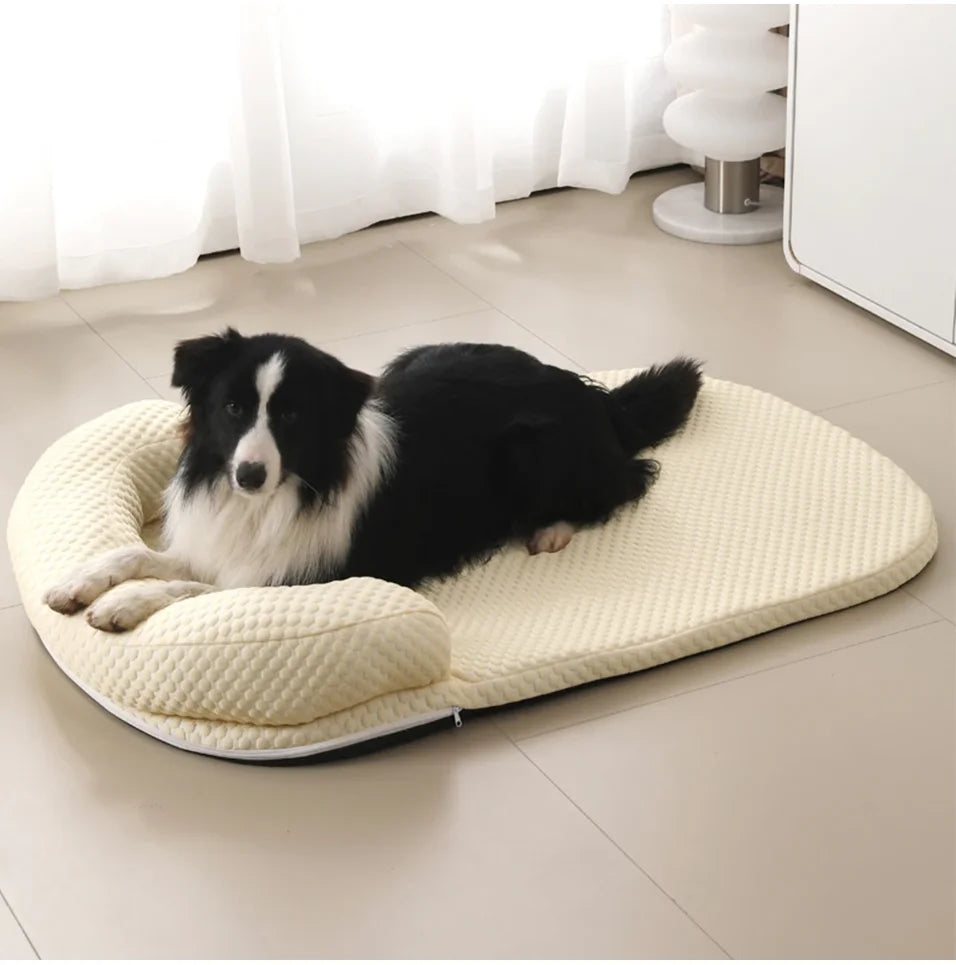 BreezeNest Cooling Pet Bed – Breathable Ice Silk Dog Mattress | Summer Washable Cushion with Pillow | Non-Slip Bed for Dogs & Cats
