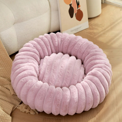 FurCloud Calming Pet Bed – Luxury Faux Fur Round Dog Bed | Warm Washable Sofa Bed | Cosy All-Season Bed for Dogs & Cats