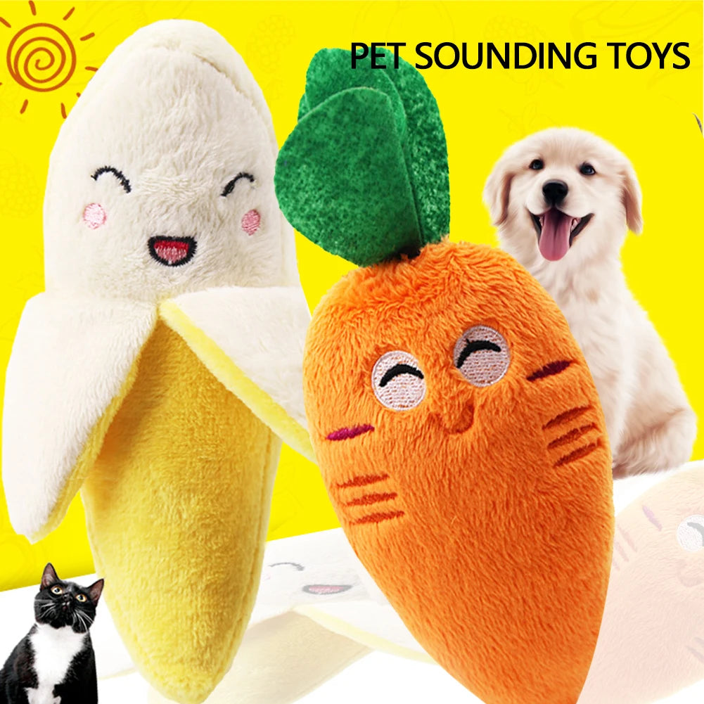 PlayPals Plush Squeaky Toy – Cute Fruit & Animal Dog Toy | Interactive Chew Toy | Soft Plush Squeaker for Dogs & Cats