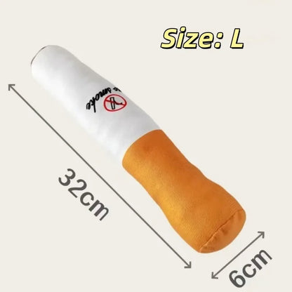 PuffPaws Squeaky Cigar Toy – Plush Dog Chew Toy | Durable Bite-Resistant Squeaker | Interactive Novelty Dog Toy