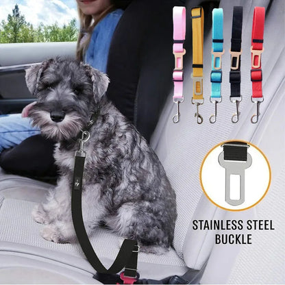 DriveGuard Adjustable Pet Car Safety Seat Belt – Secure Travel Harness Lead for Dogs & Cats