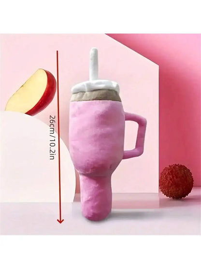 Sip & Squeak Plush Cup Toy – Interactive Dog Chew Toy | Soft Squeaky Teething Toy | Bite-Resistant Plush Toy for Puppies & Dogs