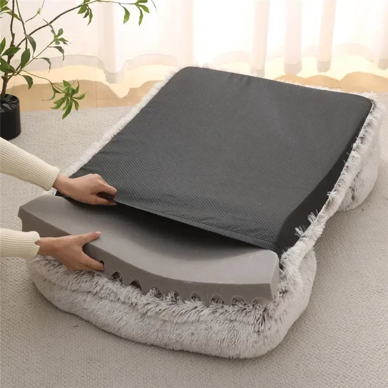 SnuggleHaven Plush Dog Bed – Washable Rectangular Pet Mattress | Soft Corduroy Winter Bed | Cosy Dog & Cat Cushion for All Breeds