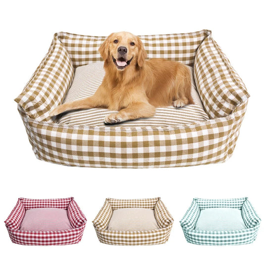 CosyNest Cotton Pet Sofa Bed – Breathable Indoor Dog & Cat Bed | Soft Striped Sleeping Cushion | Comfortable Pet Kennel for Small & Medium Pets