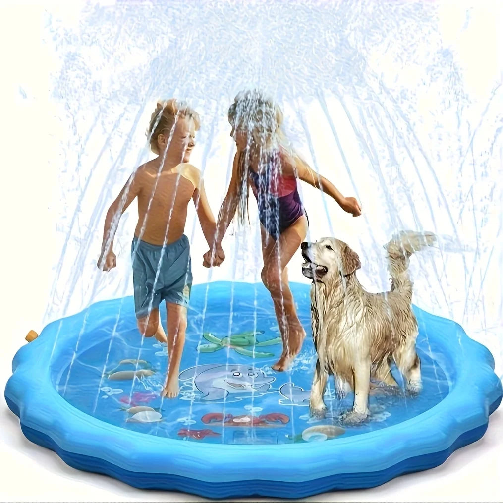 SplashCool Pet Bath Pool – Heavy-Duty Dog Splash Pad | Water Spray Cooling Basin | Non-Slip Outdoor Summer Play Pool