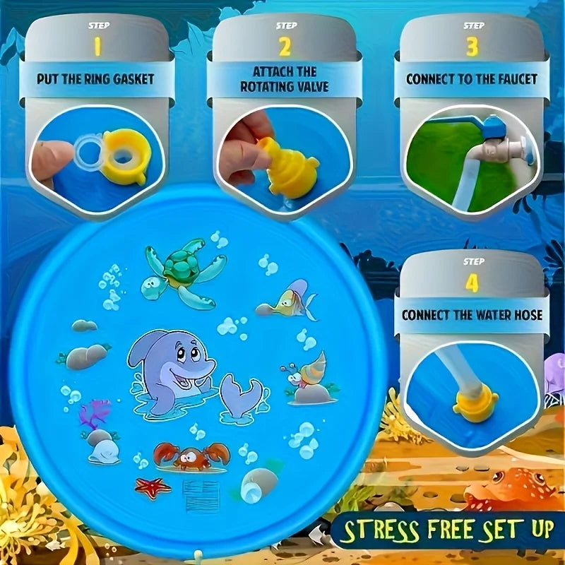 SplashCool Pet Bath Pool – Heavy-Duty Dog Splash Pad | Water Spray Cooling Basin | Non-Slip Outdoor Summer Play Pool