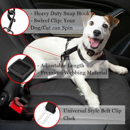 DriveGuard Adjustable Pet Car Safety Seat Belt – Secure Travel Harness Lead for Dogs & Cats