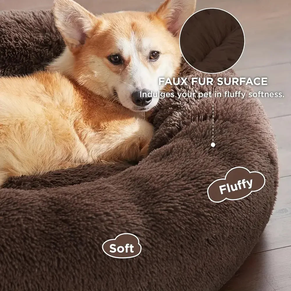 CloudNest Calming Dog Bed – Ultra-Soft Plush Pet Bed | Warm Washable Round Dog Sofa | Non-Slip Comfort Bed for Dogs & Cats