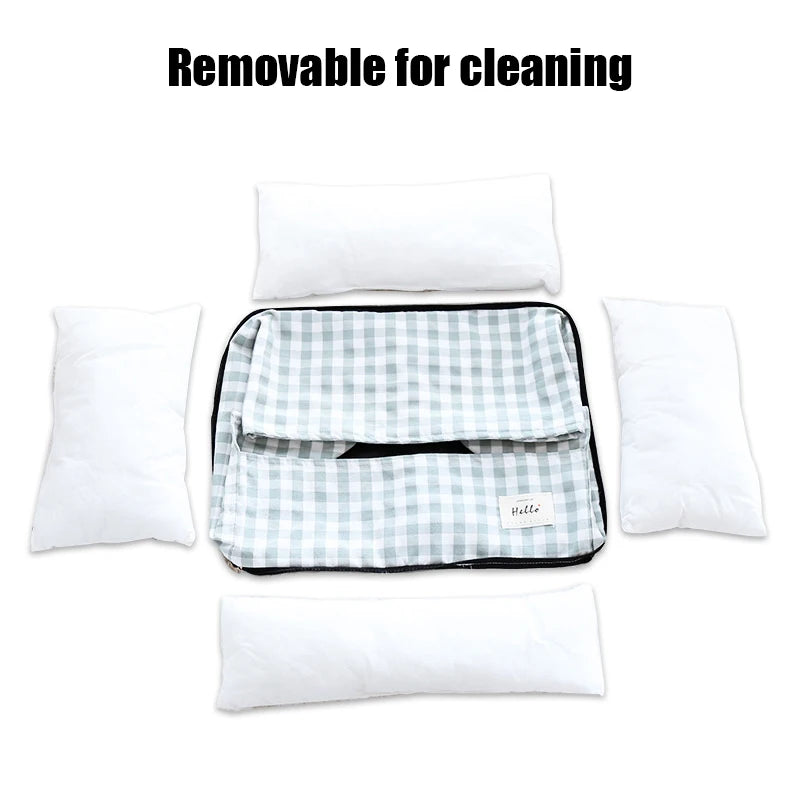 CosyNest Cotton Pet Sofa Bed – Breathable Indoor Dog & Cat Bed | Soft Striped Sleeping Cushion | Comfortable Pet Kennel for Small & Medium Pets