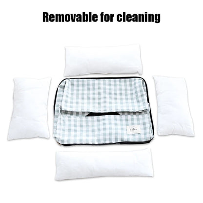 CosyNest Cotton Pet Sofa Bed – Breathable Indoor Dog & Cat Bed | Soft Striped Sleeping Cushion | Comfortable Pet Kennel for Small & Medium Pets