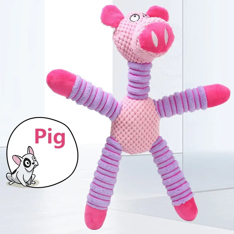 ToughTails Plush Squeaky Dog Toy – Durable Animal Chew Toy | Bite-Resistant Dental Training | Interactive Plush Toy for Large Dogs