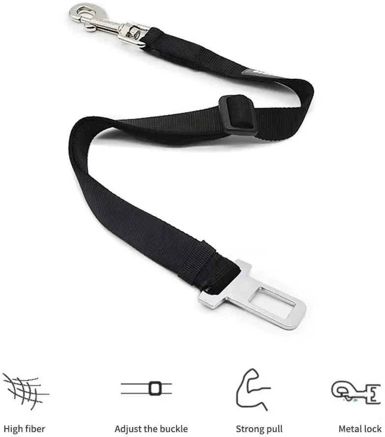 DriveGuard Adjustable Pet Car Safety Seat Belt – Secure Travel Harness Lead for Dogs & Cats
