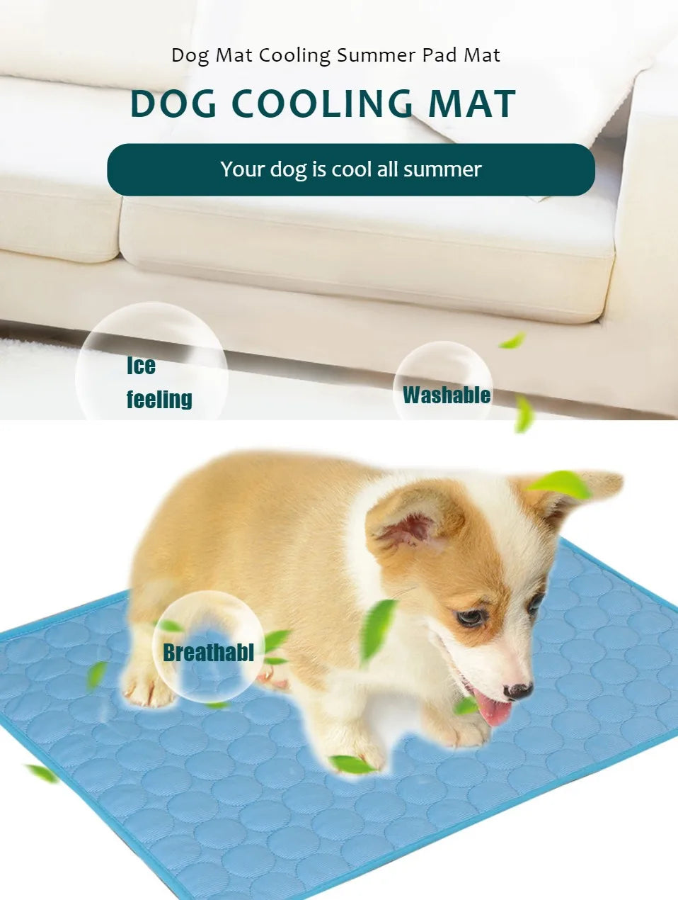 CoolPaws Chill Mat – Self-Cooling Pet Mat | Washable Summer Cooling Pad | Breathable Ice Blanket for Dogs & Cats