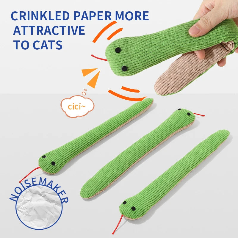 SlitherSnug Plush Snake Toy – Interactive Dog &amp; Cat Toy | Soft Fleece Chew & Kick Toy | Indoor Pet Enrichment